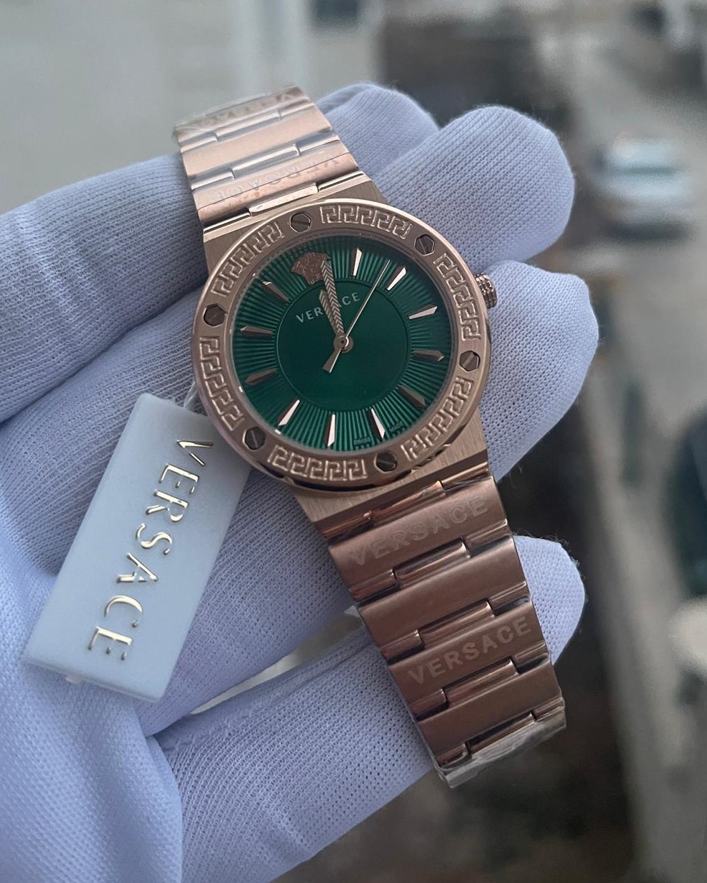 Versace Bakır Kasa Yeşil Kadran Bayan Kol Saati L-818